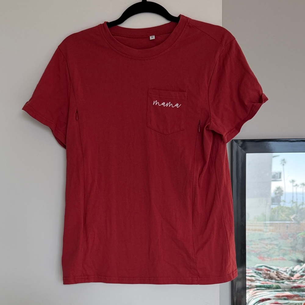 Burnt Red Graphic Nursing T-Shirt